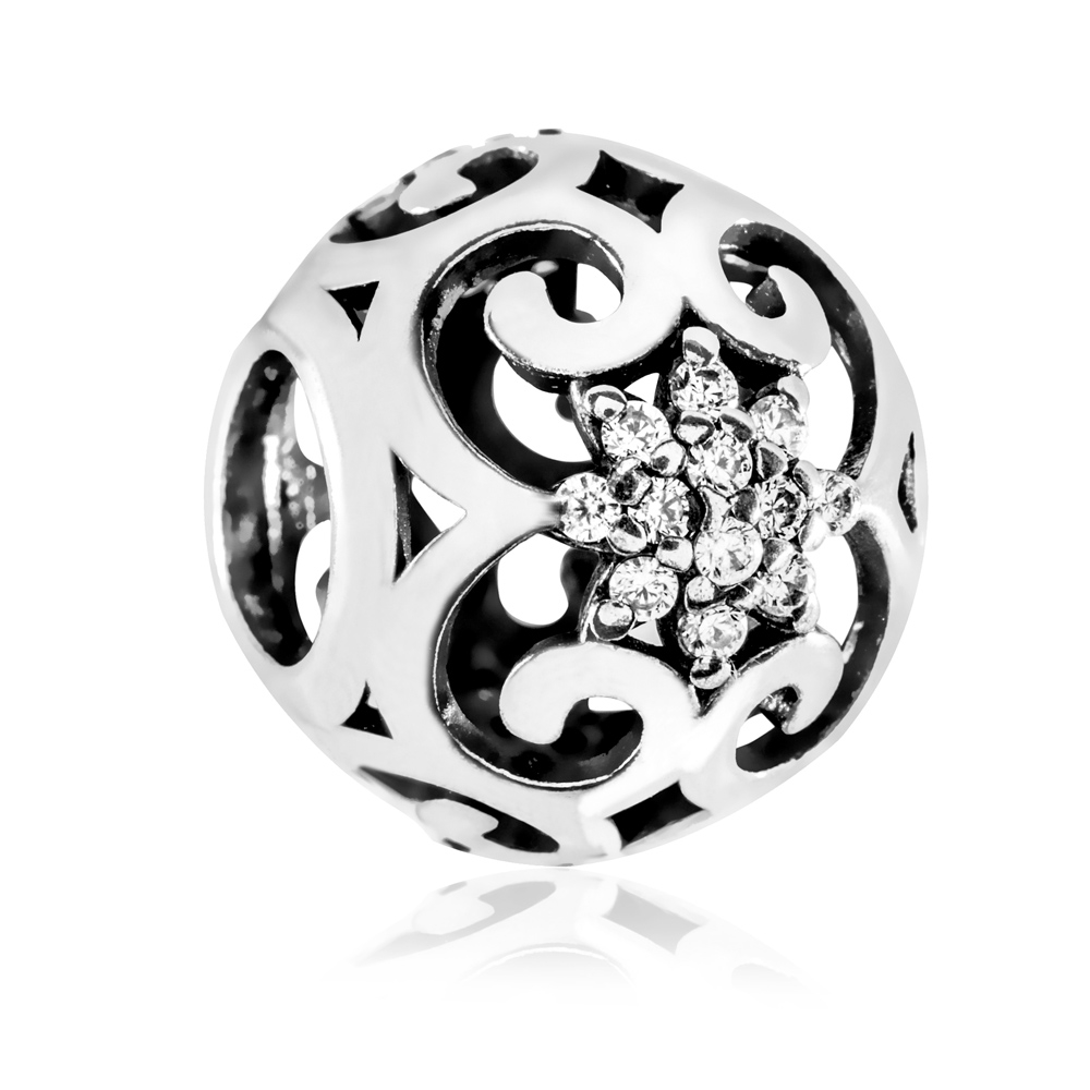 Charms Koralik Srebrny KWIAT KUPAY