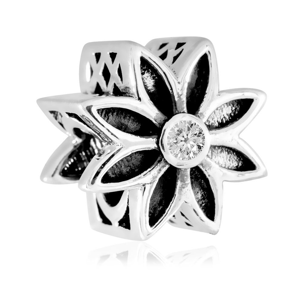 Charms Koralik Srebrny STOKROTKA POLNA