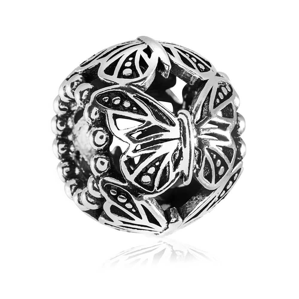 Charms Koralik Srebrny TANIEC MOTYLI