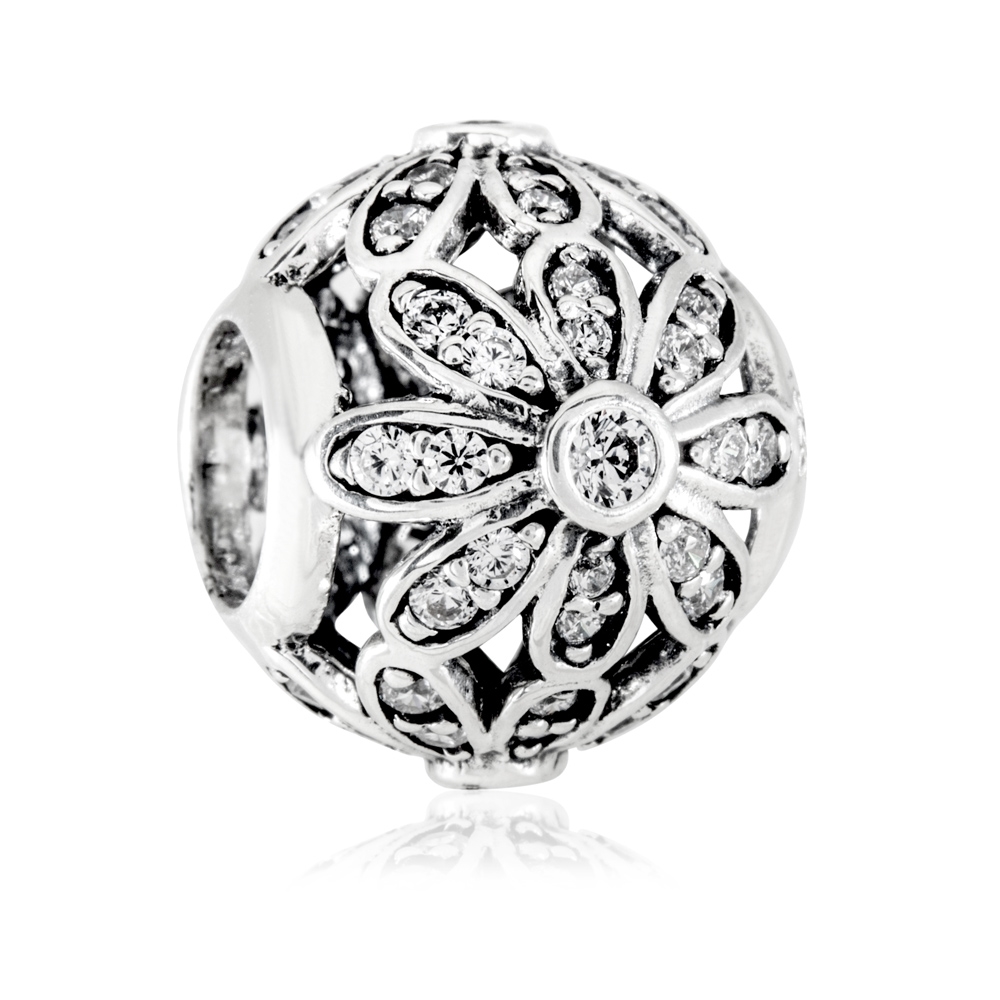 Charms Koralik Srebrny BRYLANTOWE STOKROTKI