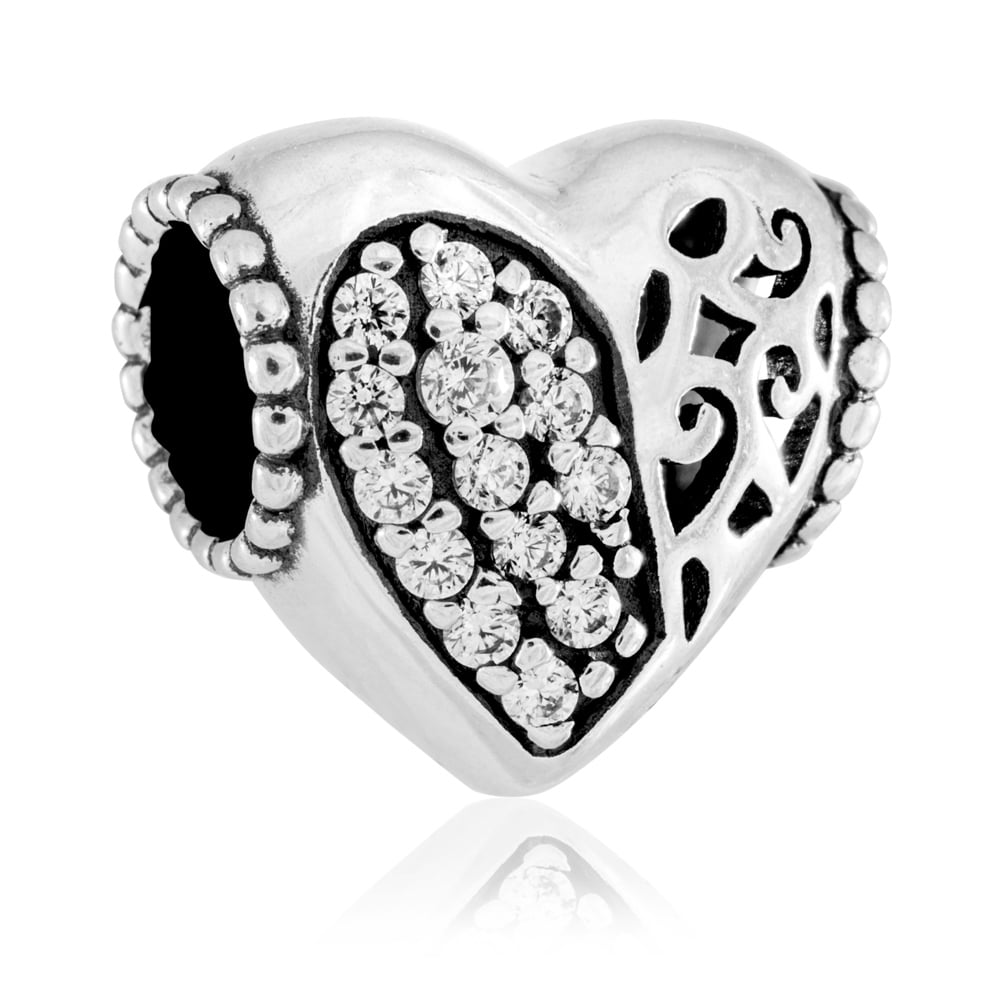 Charms Koralik Srebrny SERCE ANIOA