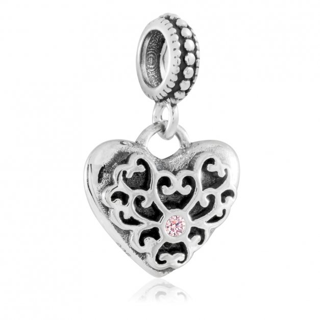 Charms Koralik Srebrny SERCE KOBIETY