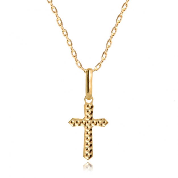Złoty Krzyżyk 585 Moderno z Łańcuszkiem Grawer