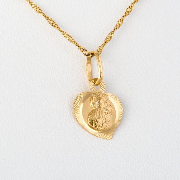 Złoty Medalik 333 Matka Boska w Sercu Łańcuszek Grawer