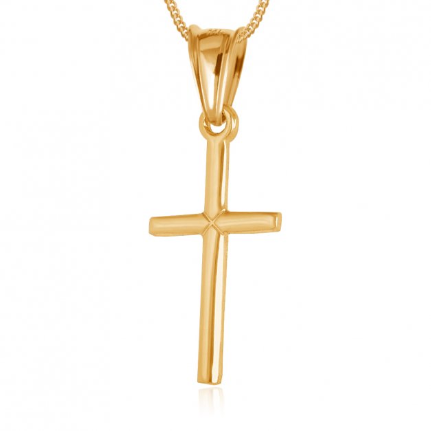Złoty Krzyżyk 585 Klasyczny z Łańcuszkiem Grawer