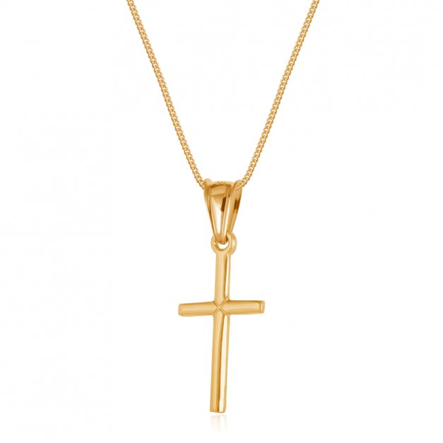 Złoty Krzyżyk 585 Klasyczny z Łańcuszkiem Grawer