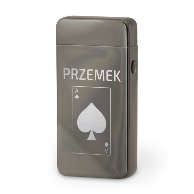 Zapalniczka plazmowa grafitowa USB z grawerem dla pokerzysty