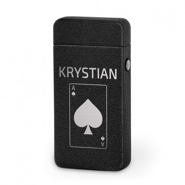 Zapalniczka plazmowa czarna USB z grawerem dla pokerzysty na imieniny
