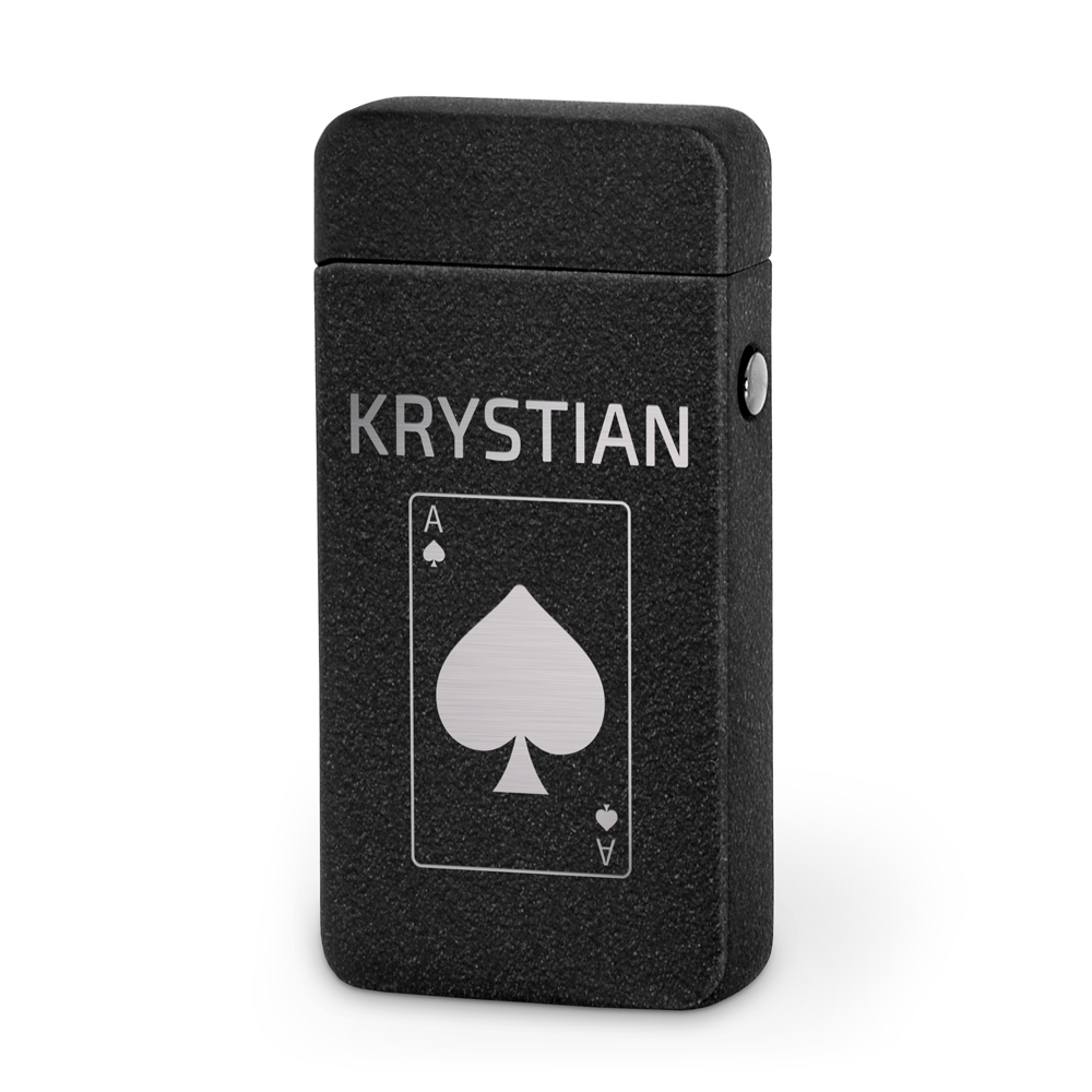 Zapalniczka plazmowa czarna USB z grawerem dla pokerzysty na imieniny