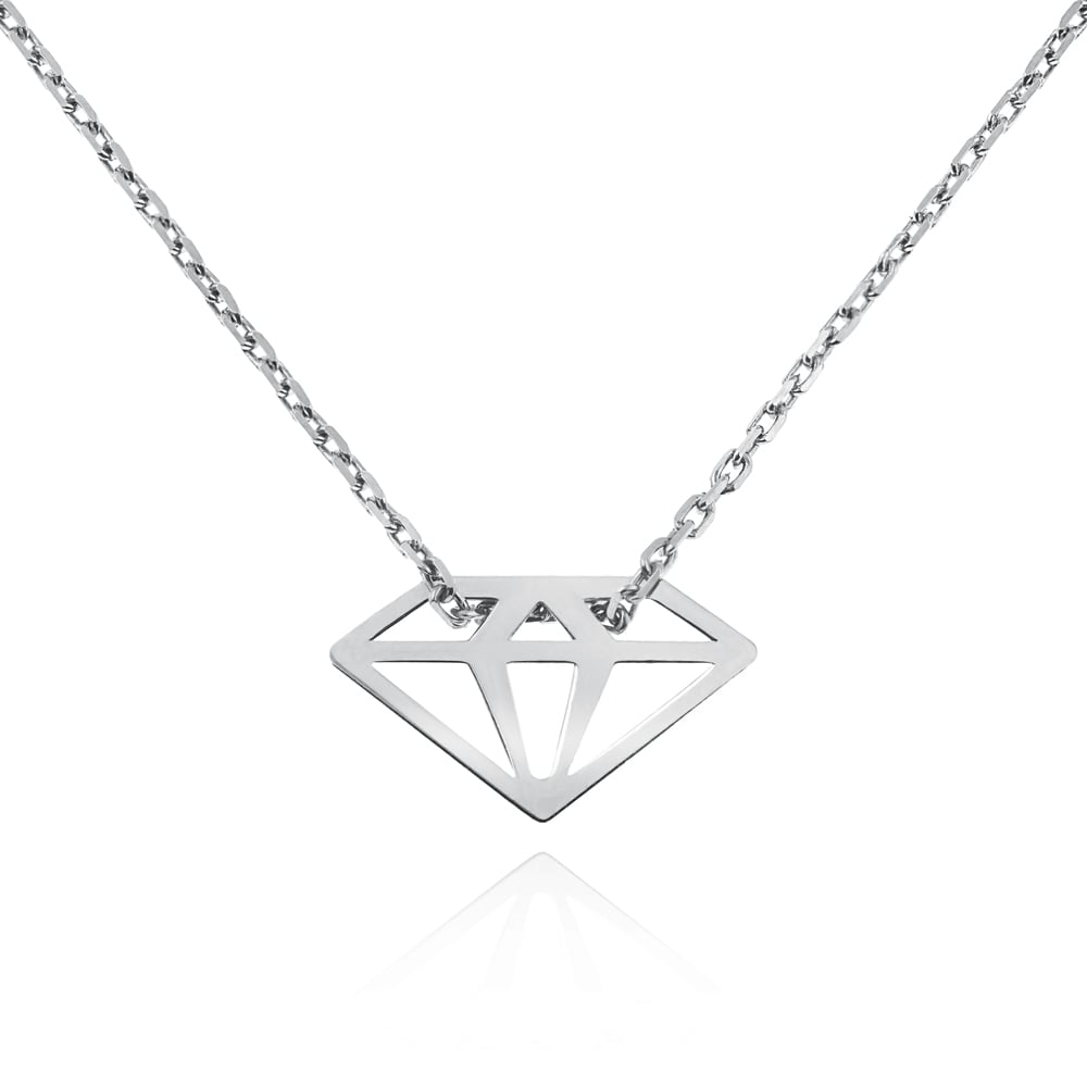 Srebrny Naszyjnik 925 Geometryczny Diament Grawer