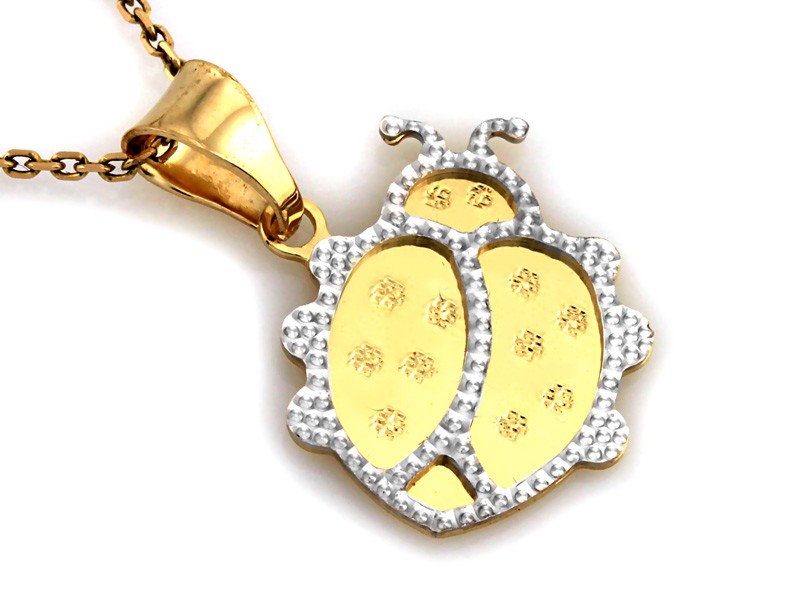 Złota zawieszka 585 symbol PREZENT GRAWER