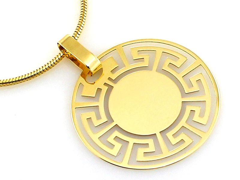 Złota zawieszka 585 symbol PREZENT GRAWER