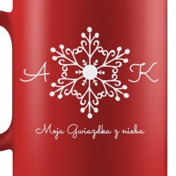 Kubek ceramiczny czerwony z grawerem dla pary na święta