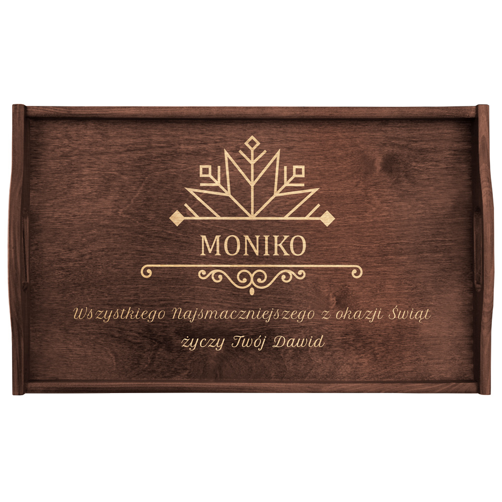 Stolik drewniany śniadaniowy z grawerem dla dziewczyny żony na święta