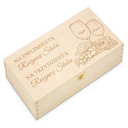Skrzynka jasna XL na wino z grawerem dla pary na rocznicę
