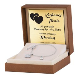 Srebrna Bransoletka 925 Serca Ladylike Grawer