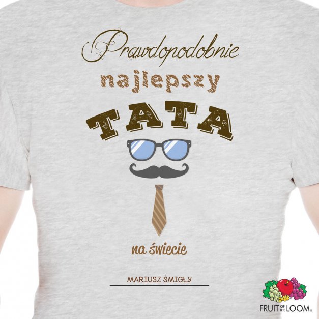 Koszulka męska szara z nadrukiem dla taty