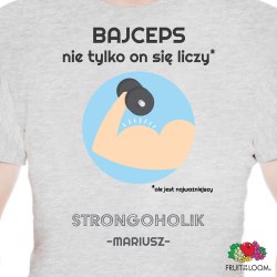 Koszulka męska szara z nadrukiem dla kulturysty
