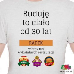 Koszulka męska szara z nadrukiem dla niego na 30 urodziny