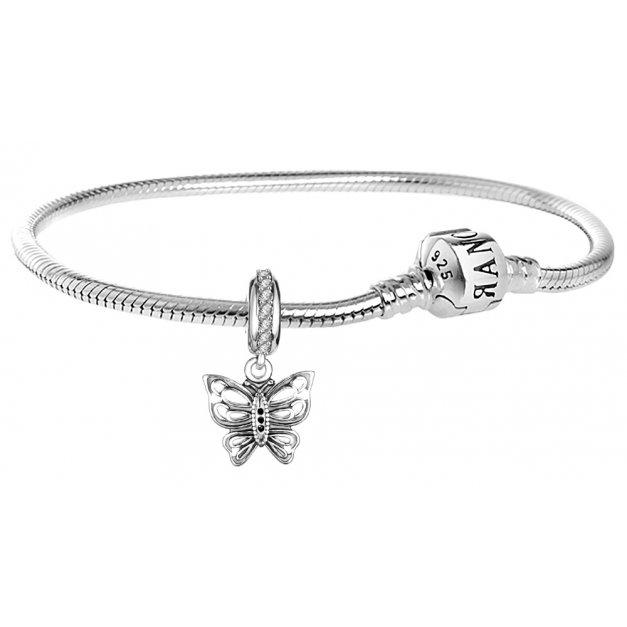 Charms Zawieszka Koralik 925 LOT MOTYLA