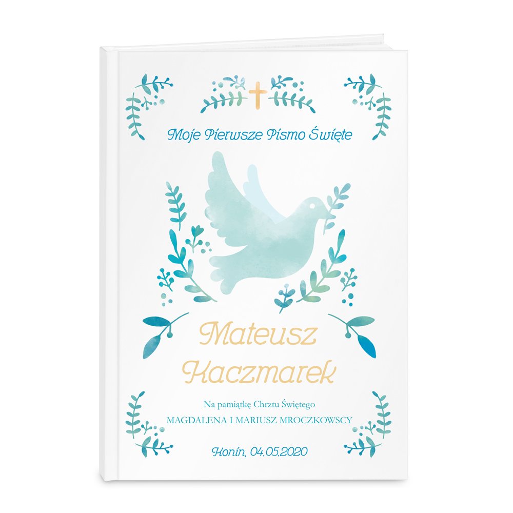 Biblia rozmiar M z nadrukiem dla chłopca na chrzest