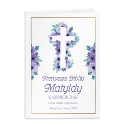 Biblia rozmiar M z nadrukiem dla dziewczynki na komunię