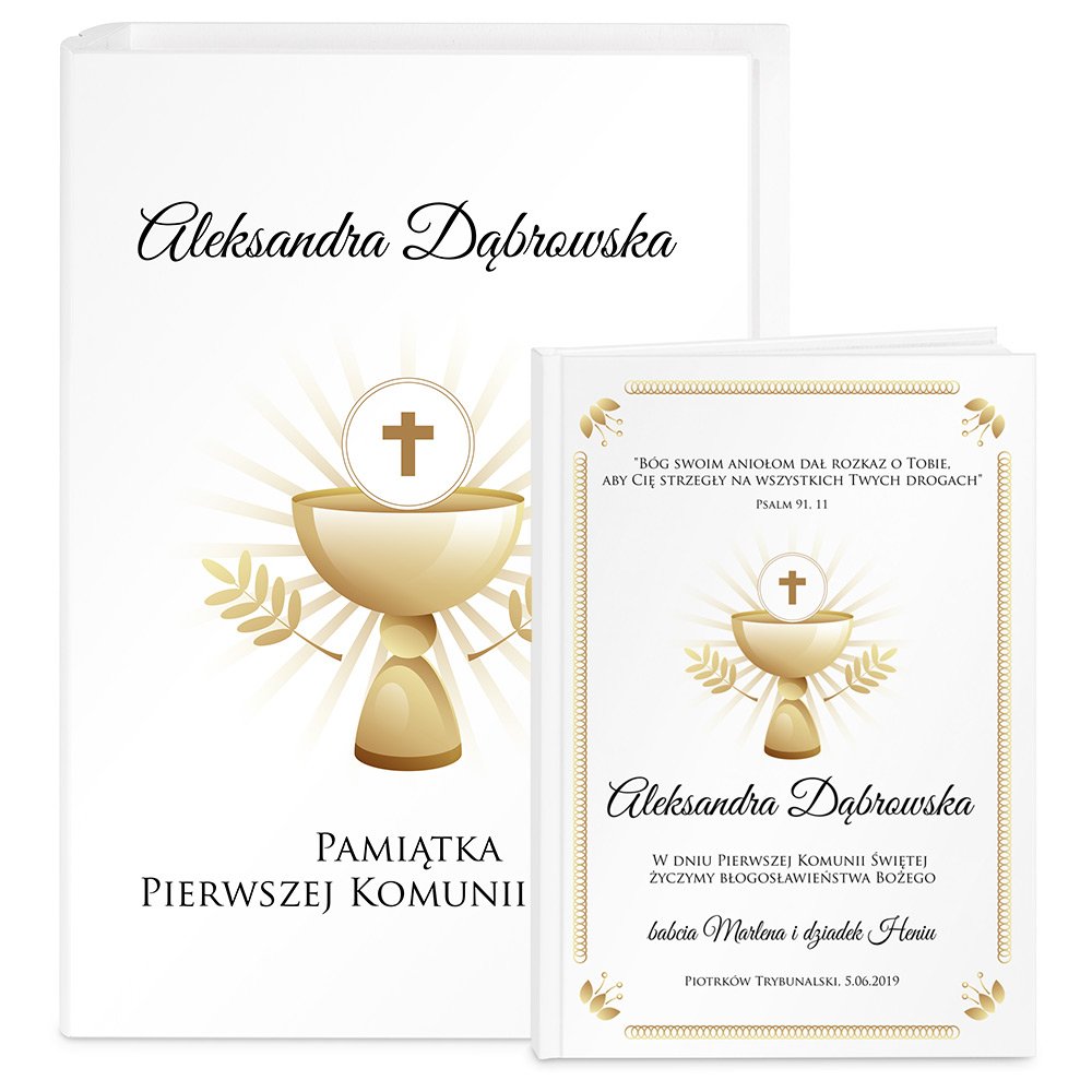 Biblia w etui z nadrukiem dla dziewczynki na komunię