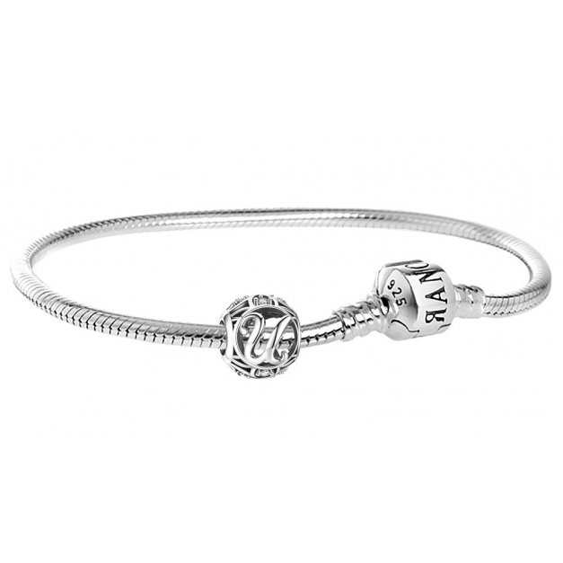 Charms Zawieszka Koralik 925 Literka U