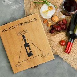 Akcesoria do wina zestaw w skrzynce z nadrukiem dla niej na imieniny