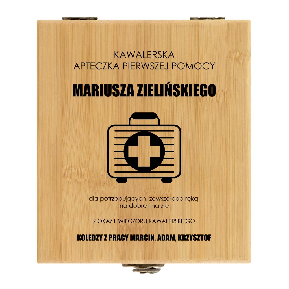 Akcesoria do wina zestaw w skrzynce z nadrukiem dla kolegi na wieczór kawalerski