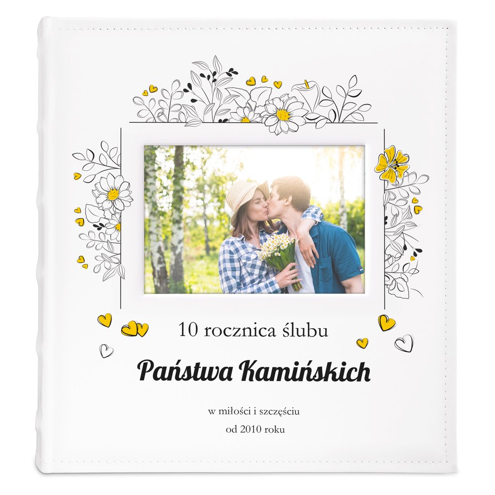 Album na zdjęcia z okienkiem i nadrukiem dla pary na 10 rocznice ślubu
