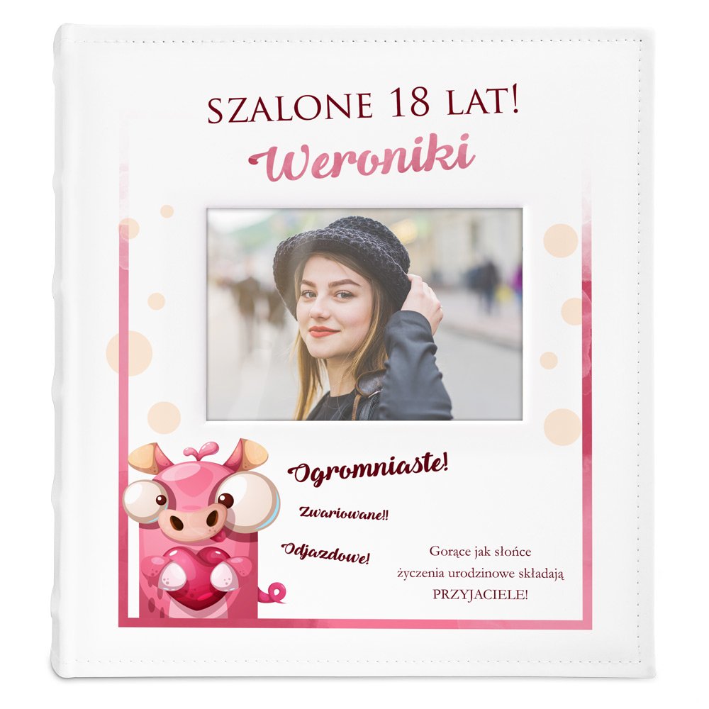Album na zdjęcia z okienkiem i nadrukiem dla niej na 18 urodziny