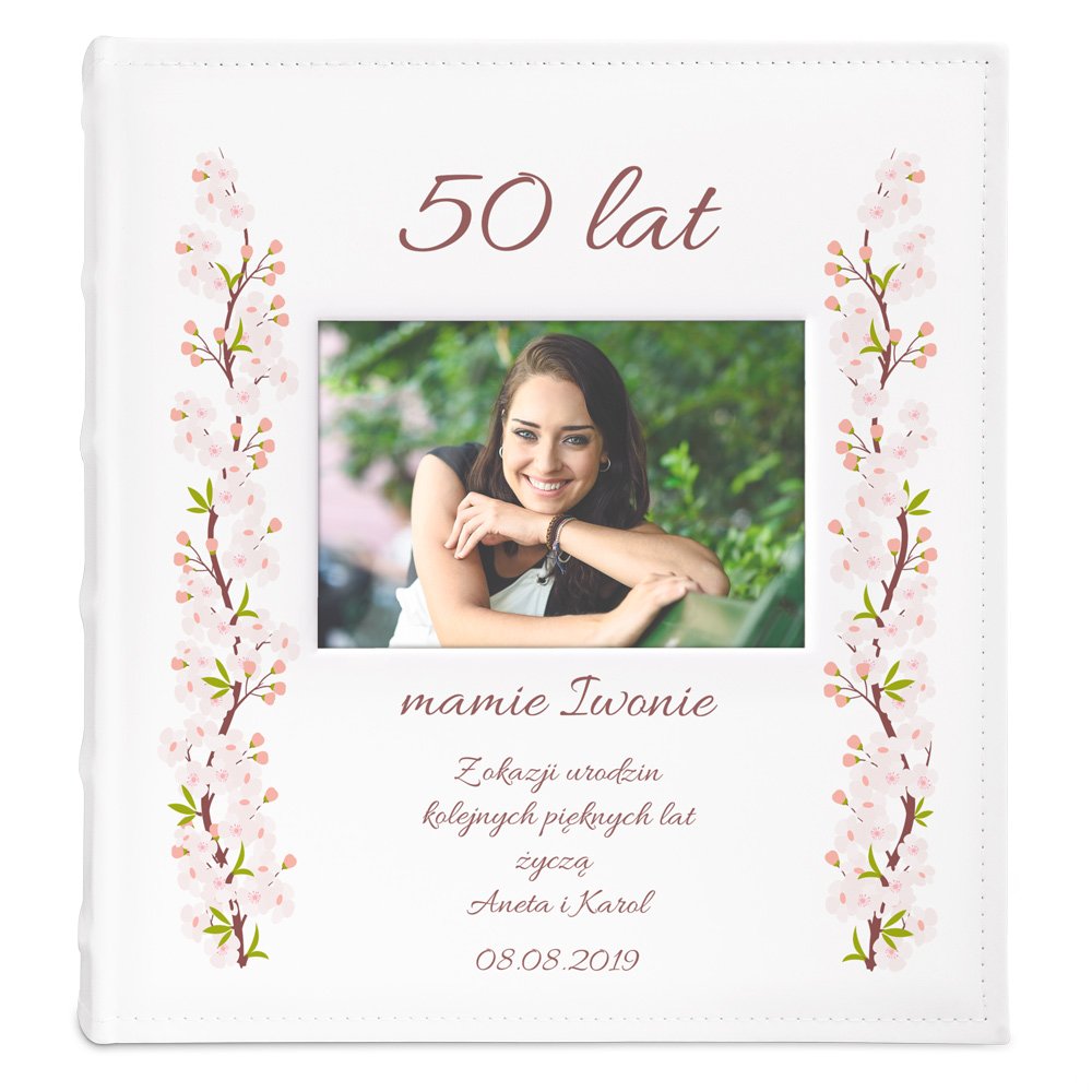 Album na zdjęcia z okienkiem i nadrukiem dla mamy na 50 urodziny