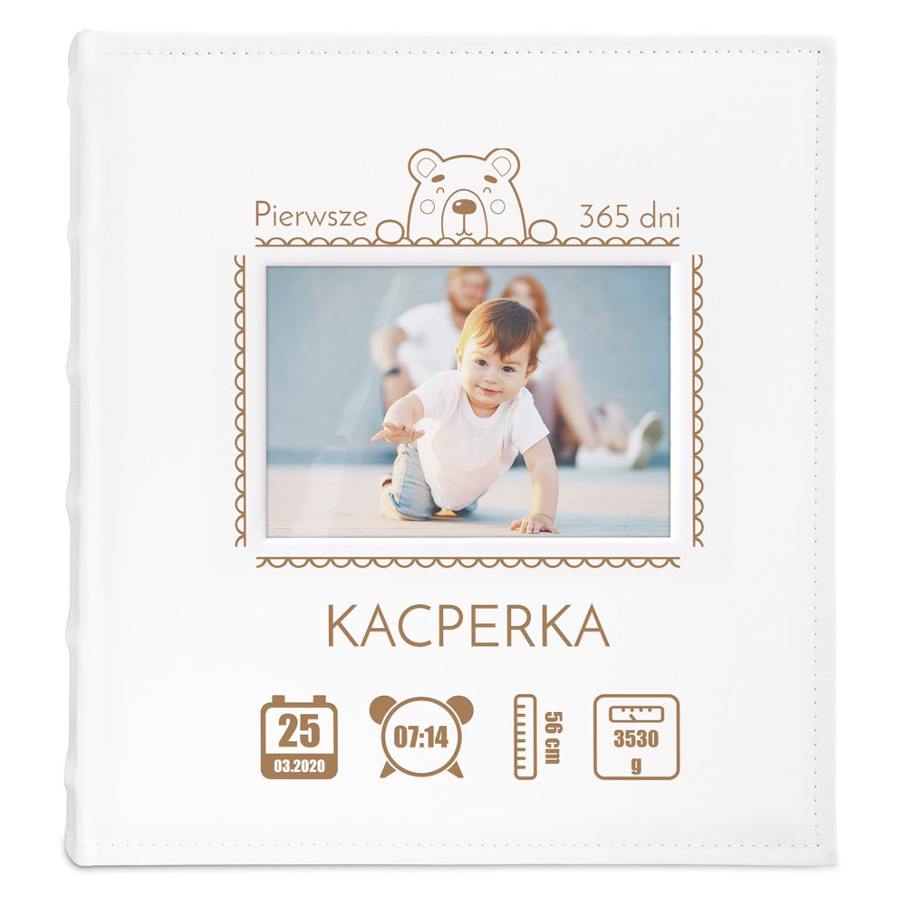 Album na zdjęcia z okienkiem i nadrukiem dla chłopca na roczek
