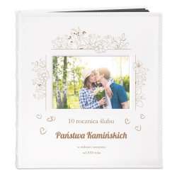 Album na zdjęcia z okienkiem i nadrukiem dla pary na 10 rocznicę ślubu
