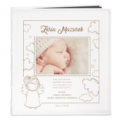 Album na zdjęcia z okienkiem i nadrukiem dla dziewczynki na chrzciny
