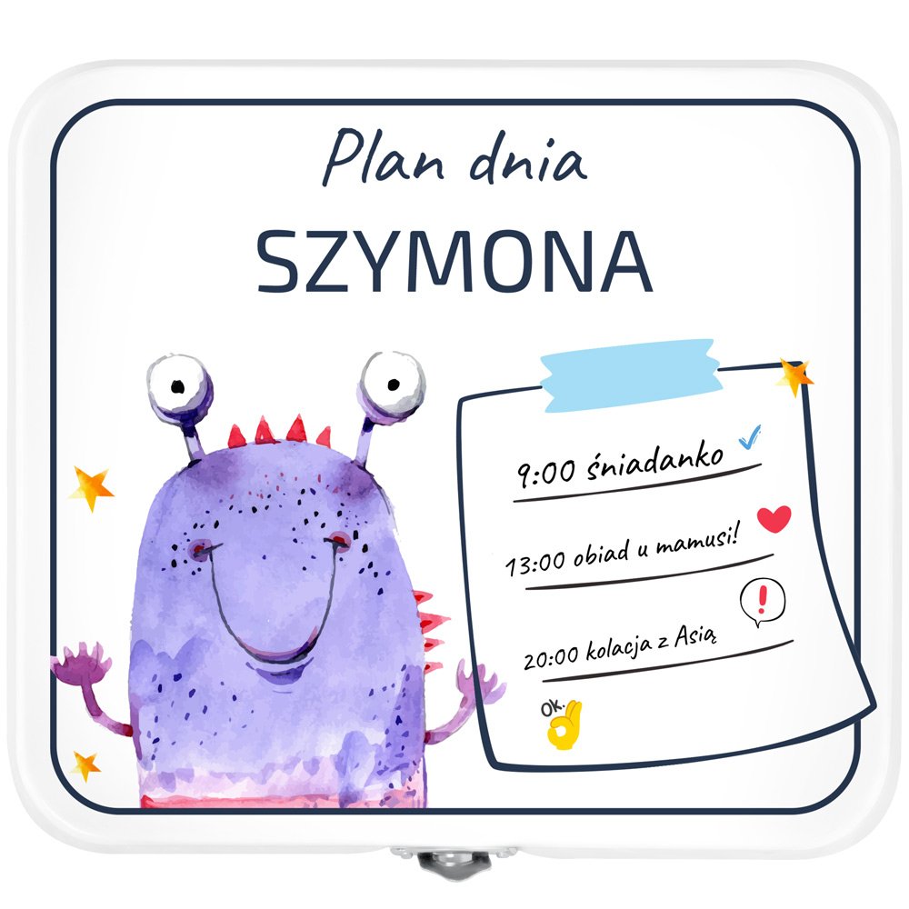 Śniadaniówka metalowa lunch box z nadrukiem dla chłopca chłopaka narzeczonego męża na imieniny