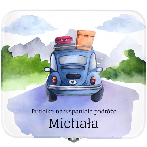 Śniadaniówka metalowa lunch box z nadrukiem dla podróżnika kierowcy fana motoryzacji na imieniny