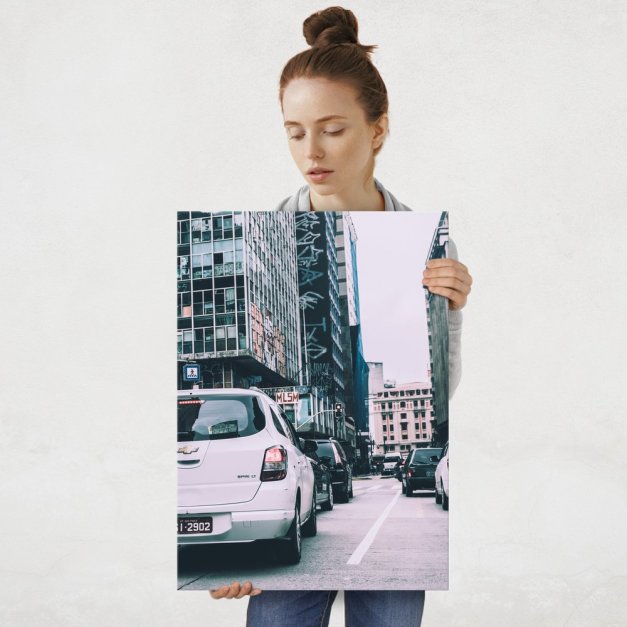 Plakat metalowy miasto z ulicy L