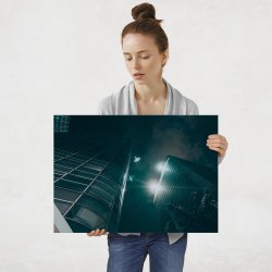 Plakat metalowy wieżowce w nocy L