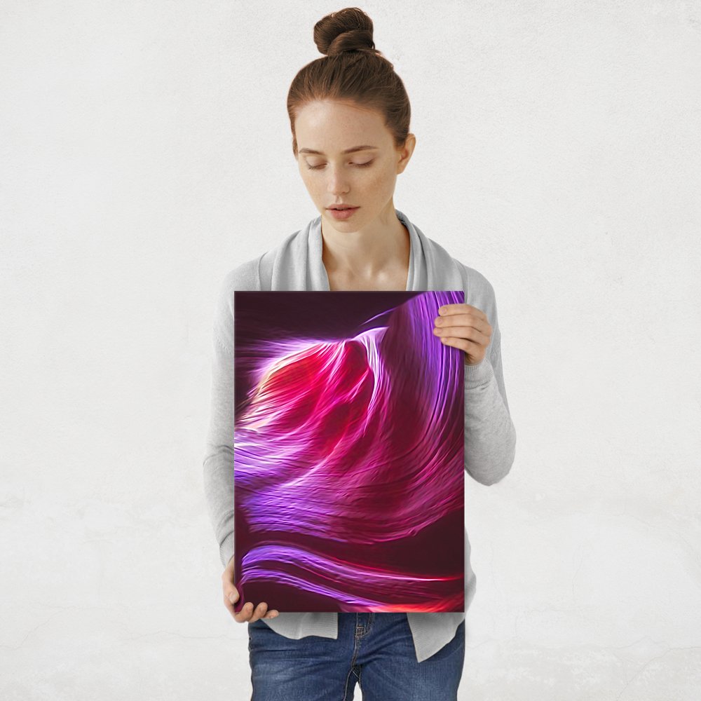 Plakat metalowy różowy neon M