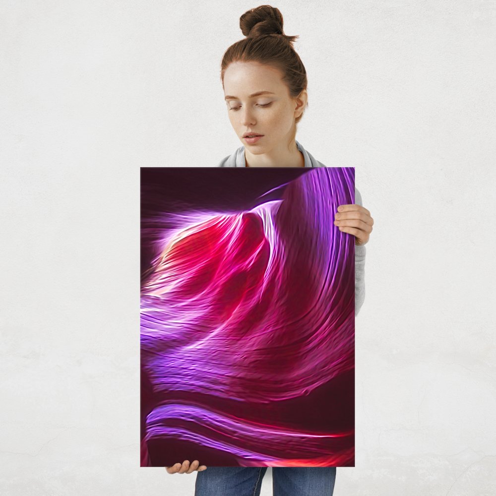 Plakat metalowy różowy neon L