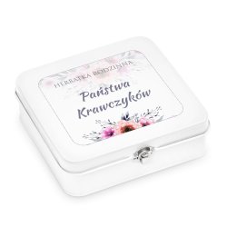Herbata zestaw herbat w metalowym pudełku z nadrukiem dla pary na ślub rocznicę parapetówkę