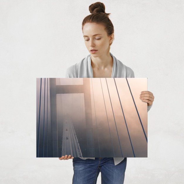 Plakat metalowy mglisty most L