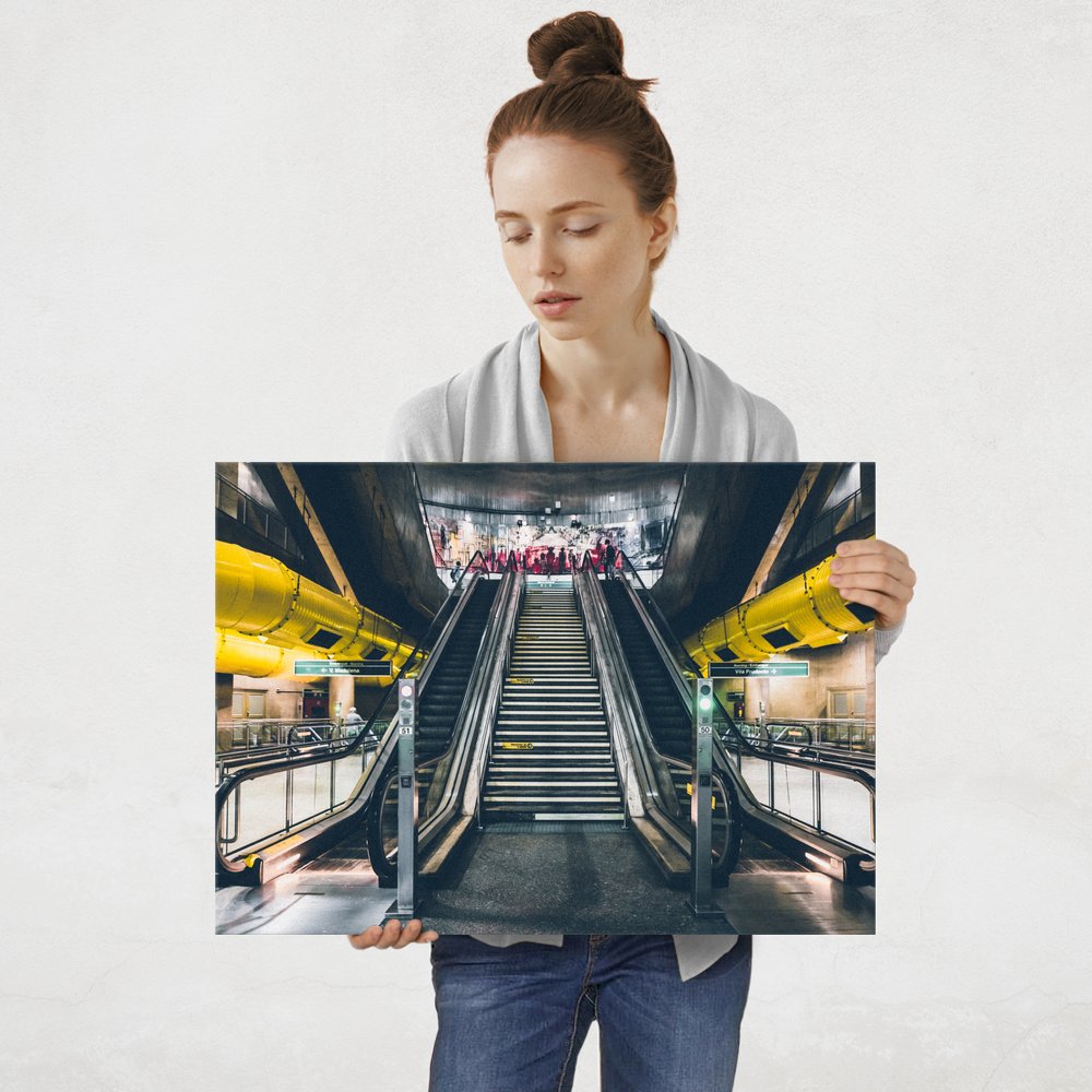 Plakat metalowy ruchome schody L