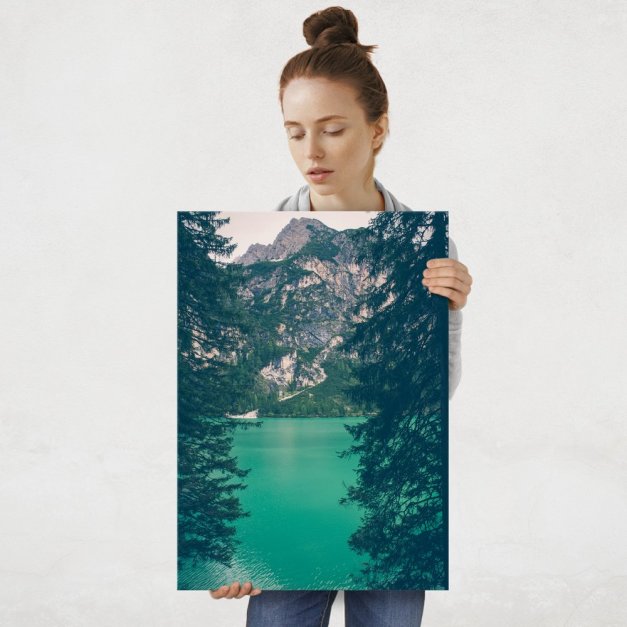Plakat metalowy górskie jezioro L