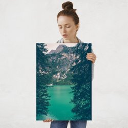 Plakat metalowy górskie jezioro L