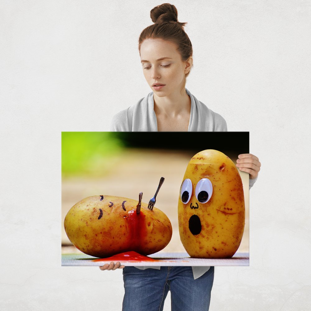 Plakat metalowy smieszne ziemniaki L