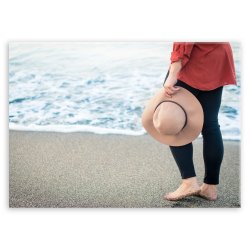 Plakat metalowy spacer na plaży L