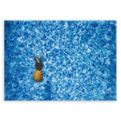 Plakat metalowy ananas w wodzie L